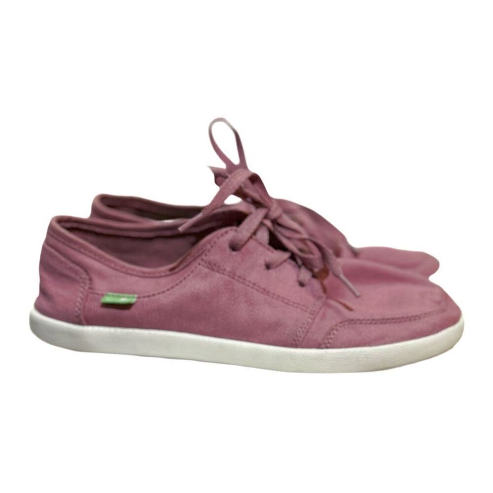 Sanuk Vagabond Canvas Sneakers Women’s‎ 5 Mauve Purple Skater Slip-On Lace Shoes